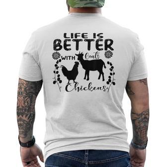 Life Is Better With Goats Chickens Vintage Farming Animals Men's T-shirt Back Print - Thegiftio UK