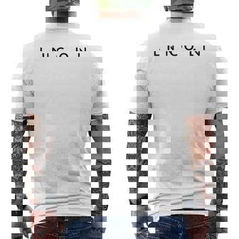 Lincoln Personalized Name Modern Font Contemporary Men's Back Print T-Shirt | Mazezy