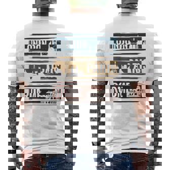 London Paris Rome Travel World Traveler Men's Back Print T-Shirt | Mazezy