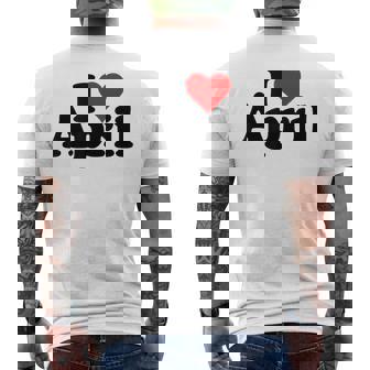 I Love Heart April Nameon A メンズTシャツ バックプリント - Kawaiitshirt