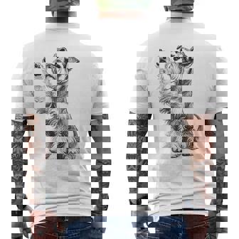 Mini Miniature Schnauzer Dog Raising Paw Love Idea Men's T-shirt Back Print | Mazezy