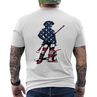 Minute Man Statue American Flag Silhouette Men's T-shirt Back Print - Thegiftio UK