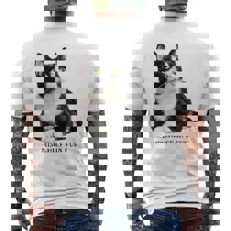 Mischief In Fur 猫写真 ハチワレ猫 黒白猫 猫好き ネタ 猫しもべ 猫飼い 猫依存症 長袖tシャツ メンズTシャツ バックプリント - Kawaiitshirt