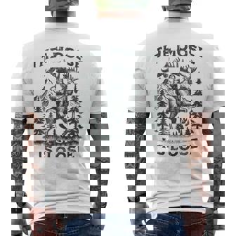 The Moose Is Loose Canada Alaska Bigfoot Adventures Men's T-shirt Back Print | Mazezy