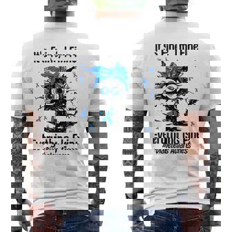 Motivational Type 1 Diabetes Awareness T1d Cat Ribbon Blue Men's T-shirt Back Print | Mazezy