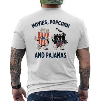 Movies Popcorn And Pajamas Popcorn Movie Night Men's T-shirt Back Print - Thegiftio UK