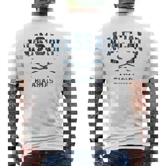 Nassau Bahamas Vintage Nautical Paddles Sports Oars Men's Back Print T-Shirt | Mazezy