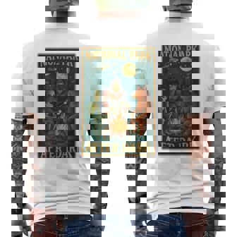 National Park After Dark Alien Bigfoot Bear Camping Men's T-shirt Back Print | Mazezy