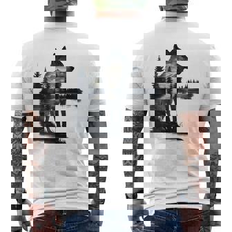 Nature Mountains Adventure Wolf Outdoor Wildlife Forest Men's T-shirt Back Print | Mazezy