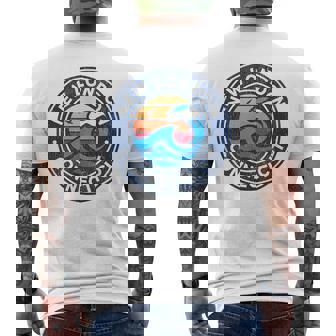 New London Connecticut CT Vintage Nautical Waves Men's Back Print T-Shirt | Mazezy