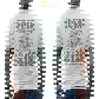 The Ocean Is Calling X Nature Beach Turtle Back Men's T-shirt Back Print - Monsterry