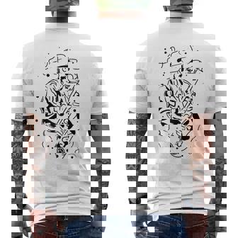 Old Saxophonist Illustration Chamber Music Raglan Baseball Tee Men's Back Print T-Shirt | Mazezy