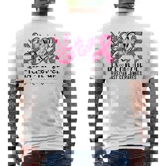 Peace Love Cure Pink Ribbon Breast Cancer Awareness Men's T-shirt Back Print - Monsterry