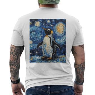 Penguin Bird Van Gogh Style Starry Night Men's T-shirt Back Print - Thegiftio UK