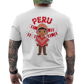 Peru Peruvian Boy Traditional Outfit Wear Flag Heritage Men's T-shirt Back Print | Mazezy
