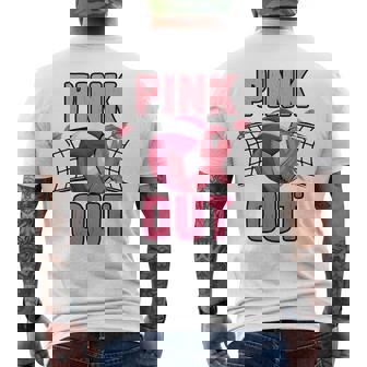 Pink Out Volleyball Breast Cancer Awareness Ribbon Volley Men's T-shirt Back Print | Mazezy