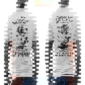 Raccoon Surviving Purely Out Of Spite Survivalist Overcomer Men's T-shirt Back Print - Monsterry