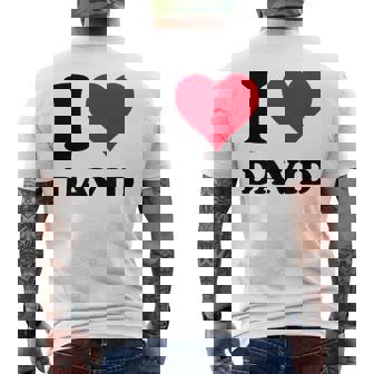 Red Heart I Love David Men's T-shirt Back Print | Mazezy