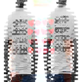 Retro Red Berry Fruit Cottagecore Strawberry Pretty Berry Men's T-shirt Back Print - Monsterry