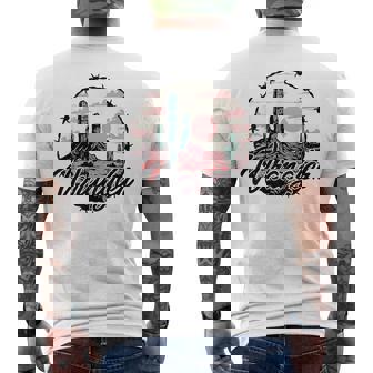 Retro Western Wrangler Cowgir Pink Desert Men's T-shirt Back Print | Seseable FR