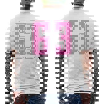 Rose Pink Numéro 63 Équipe Juniorports Uniforme Numéroté T-shirt imprimé au dos - Cadeauxyz