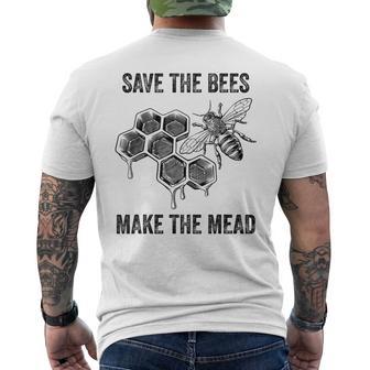 Save The Bees Make The Mead Homebrew Mead Maker Men's T-shirt Back Print - Thegiftio UK