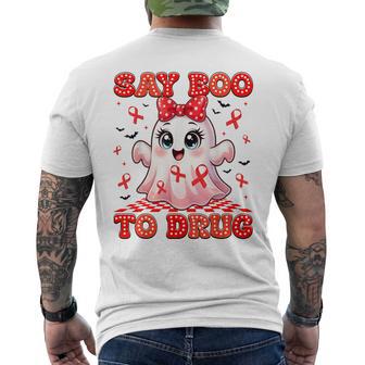 Say Boo To Drugs Coquette Red Ribbon Week Awareness Wome Men's T-shirt Back Print - Thegiftio UK