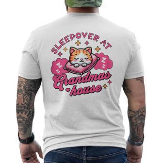 Sleepover At Grandmas House Sleeping Cat Graphic Night Men's T-shirt Back Print - Thegiftio UK