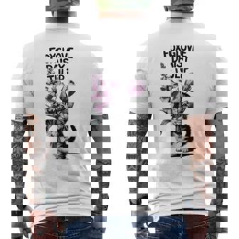 Subtle Floral Anti Flowers Foxglove Daisy Tulip Men's T-shirt Back Print - Monsterry