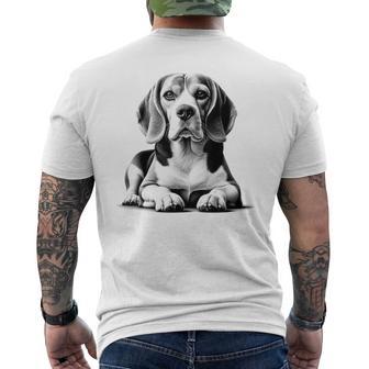 Super Cute Beagle Portrait In Lying Pose Men's T-shirt Back Print - Thegiftio