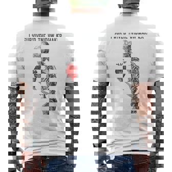 I Survived The Widow Maker Heart Attack Survivor Skeleton Men's T-shirt Back Print - Monsterry