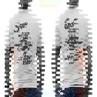 Sweet But Will Throw Hands Cute Raccoon Animal Men's T-shirt Back Print | Mazezy