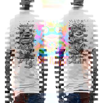 Tie-Dye Frog Peace Sign Hippie Men's T-shirt Back Print | Mazezy