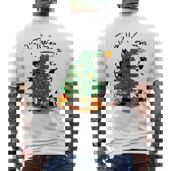 Tis The Season Christmas Tree Cute Black Cat Matching Family Men's T-shirt Back Print - Thegiftio