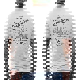 Travel To Luxembourg Western Europe Vintage Skyline Men's T-shirt Back Print - Monsterry