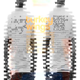 Turkey Wings Nutrition Facts Thanksgiving Christmas Men's Back Print T-Shirt | Mazezy