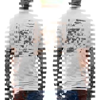 Ufo Corgi Western Alien Vintage 90S Wild West Fun Cowboy Dog Men's T-shirt Back Print - Monsterry