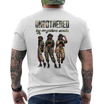 Unbothered By Negative Souls Camo Black African American Men's T-shirt Back Print - Thegiftio UK