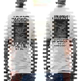 Undiagnosed But Everyone's Pretty Sure Silly Cat Meme Men's T-shirt Back Print - Monsterry