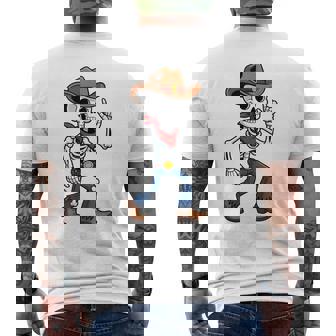 Urban Cowboy Skeleton Western City Style Men's Back Print T-Shirt | Mazezy