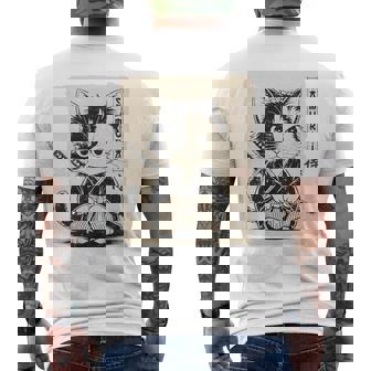 Vintage Kawaii Samurai Ninja Cat Japanese Anime Aesthetic Men's T-shirt Back Print | Seseable CA