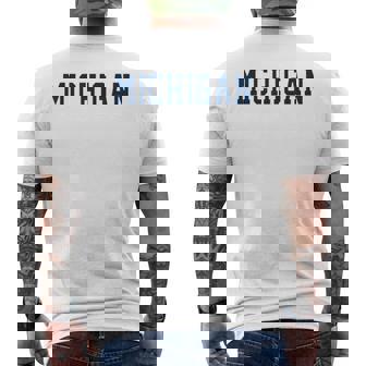 Vintage Michigan Look Blue Maize Retro Gold Michigan Men's T-shirt Back Print - Thegiftio