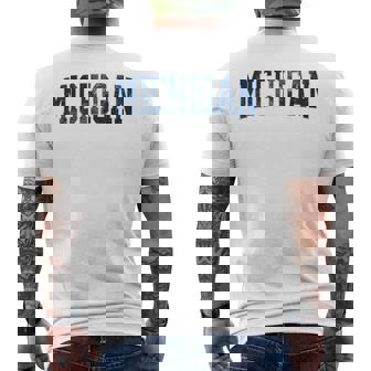 Vintage Michigan Look Blue Maize Retro Gold Michigan Men's T-shirt Back Print - Monsterry