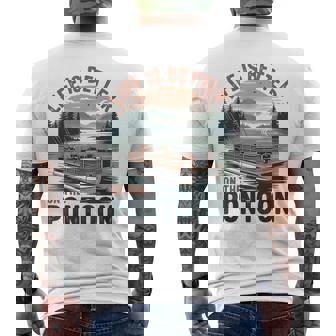 Vintage Pontoon Captain Pontoon Boat Vacation Summer Boating Men's T-shirt Back Print - Monsterry