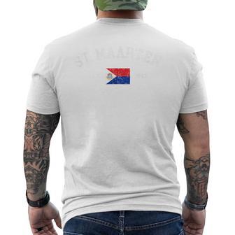 Vintage St Maarten Flag Est 1493 Retro Souvenir Men's T-shirt Back Print - Thegiftio UK