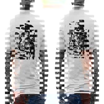 Western German Shepherd Ufo Dog Alien Cowboy Gsd Ranch Men's T-shirt Back Print | Mazezy