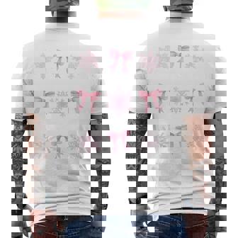 Winter Coquette Pink Snowflakes Bow Ribbons Men's T-shirt Back Print | Mazezy