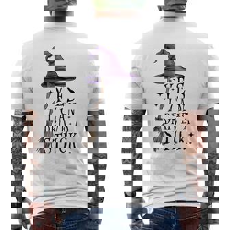 Yes I Can Drive A Stick Halloween Witch Men's T-shirt Back Print | Mazezy