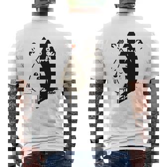 かわいい影モンスター コントラスト イラスト 長袖tシャツ メンズTシャツ バックプリント - Kawaiitshirt