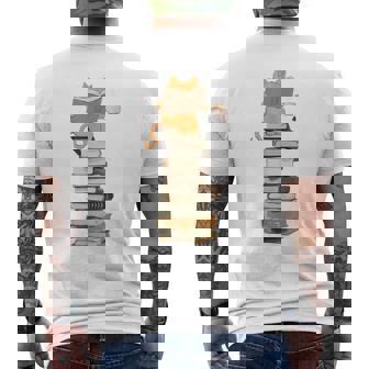 かわいい猫、本好きの猫 メンズTシャツ バックプリント - Kawaiitshirt